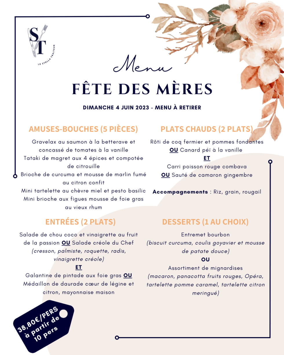 Menus Fête des Mères 2023 - Le Stella Traiteur